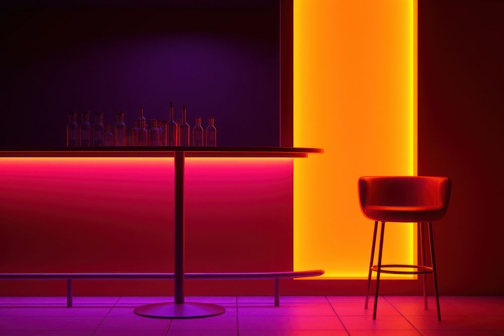Bar furniture lighting purple.