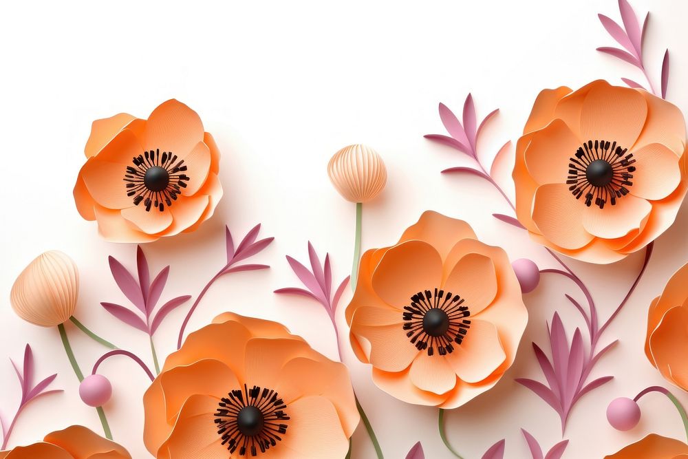 Orange anemone floral border flower backgrounds petal.