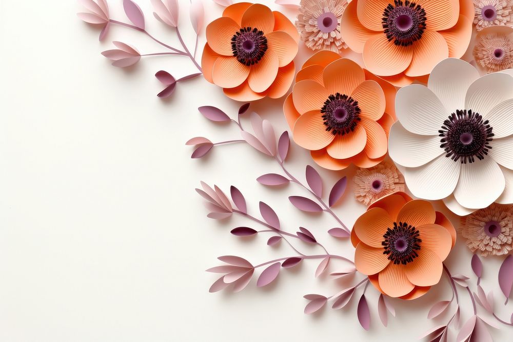 Orange anemone floral border flower backgrounds pattern.