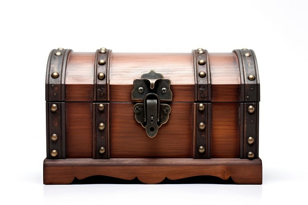 Wood jewely box white background container briefcase.