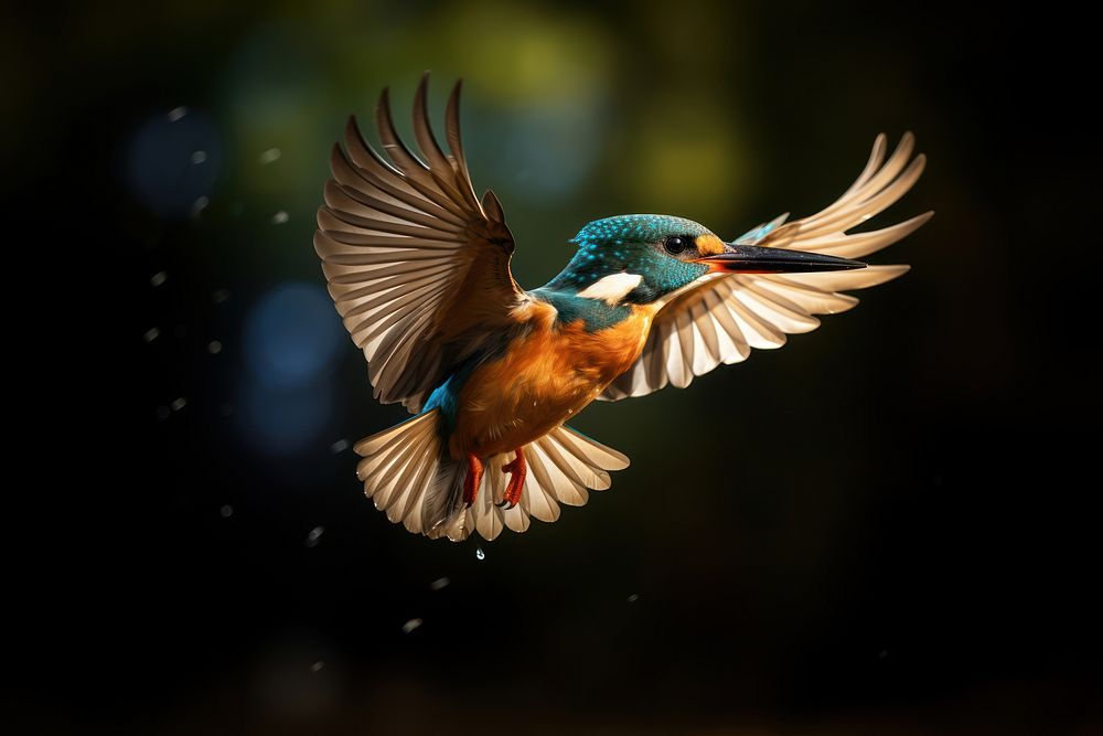 A kingfisher bird flying animal beak macro photography.