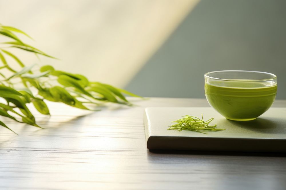 Green tea drink table bowl.