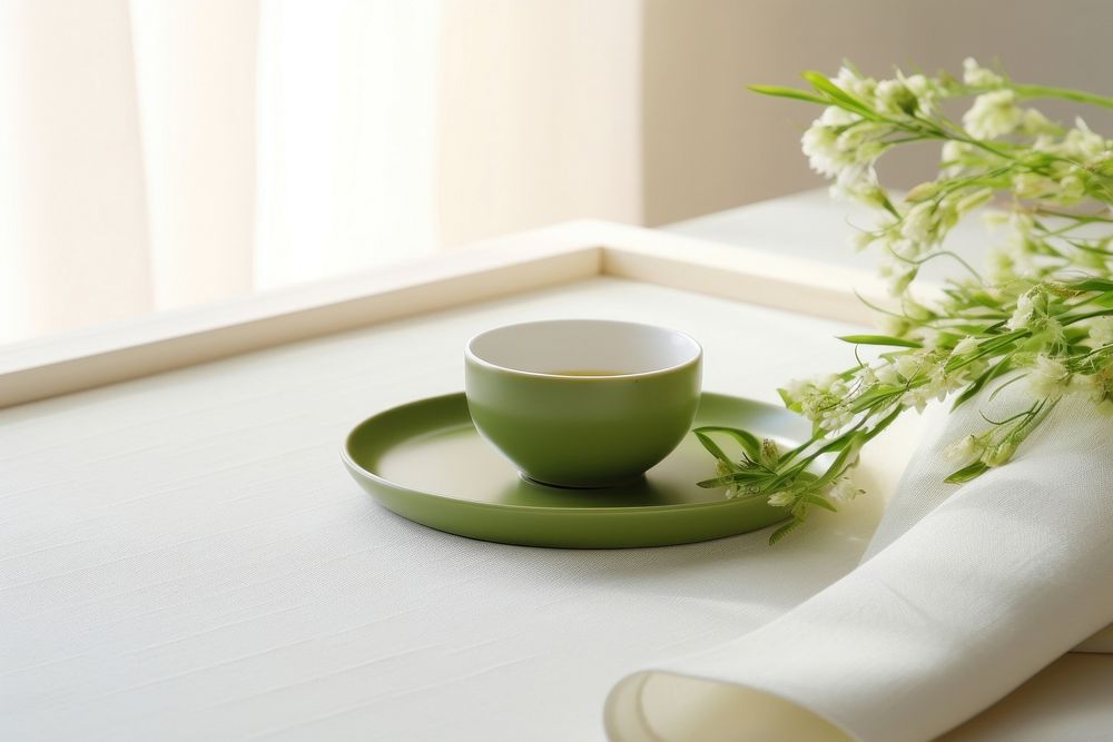 Green tea saucer window table.
