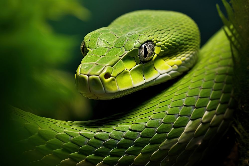 Green snake reptile animal poisonous.