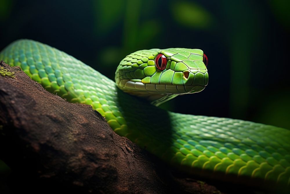 Green snake reptile animal poisonous.