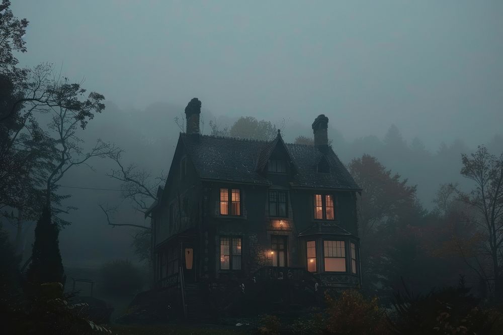 Haunted house architecture building outdoors.