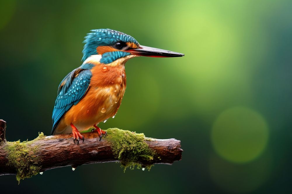 Kingfisher perched on branch animal beak bird.