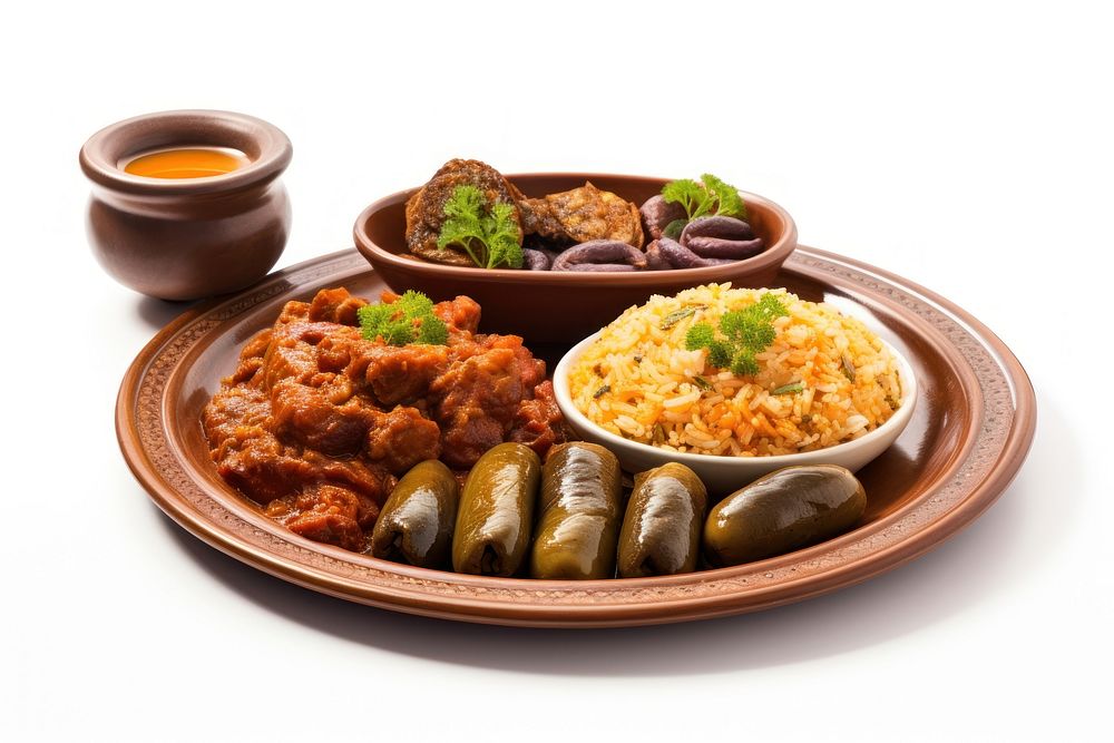 Libyan food plate meal meat.