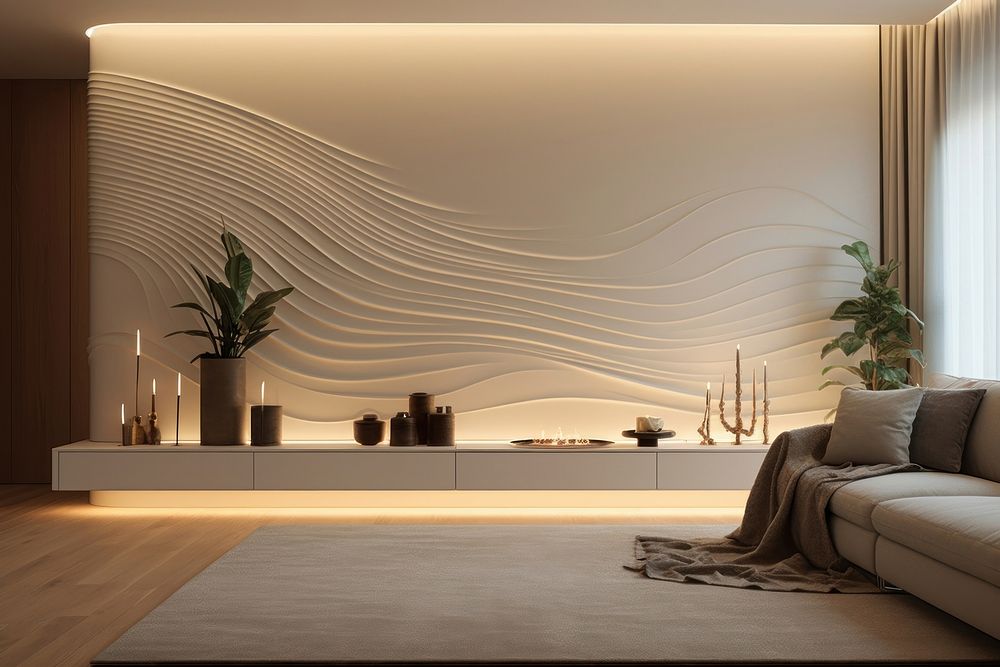 Modern beigh light wall architecture room furniture.