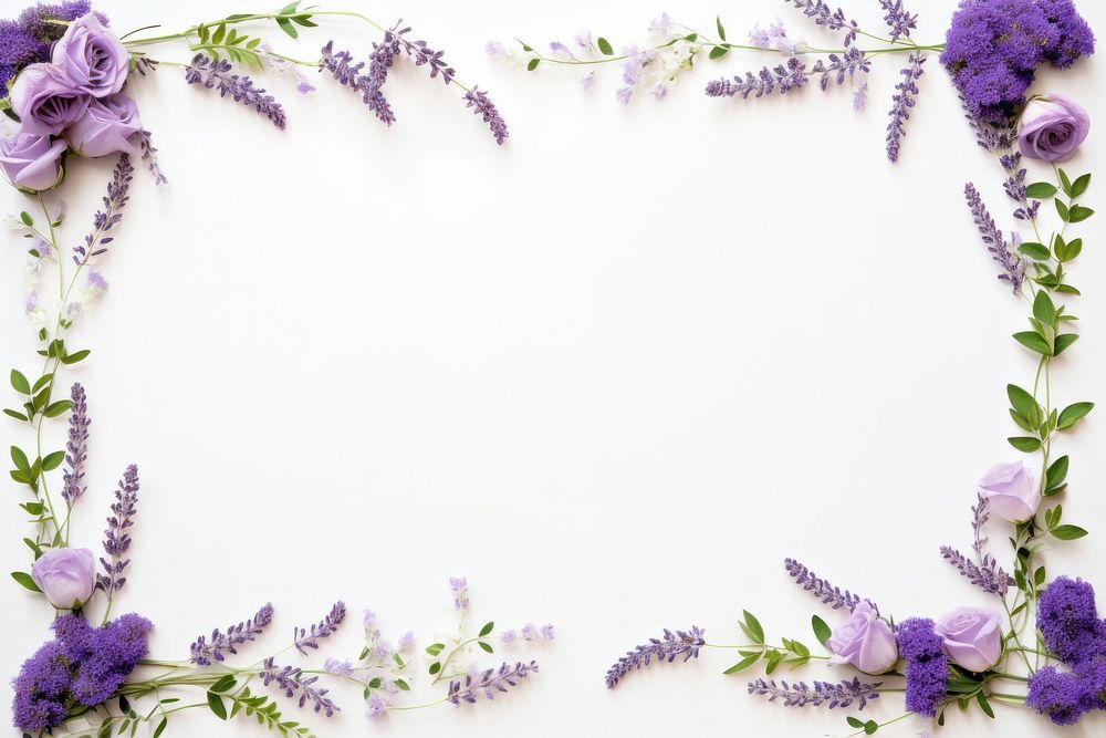 Purple florist frame border backgrounds lavender blossom.
