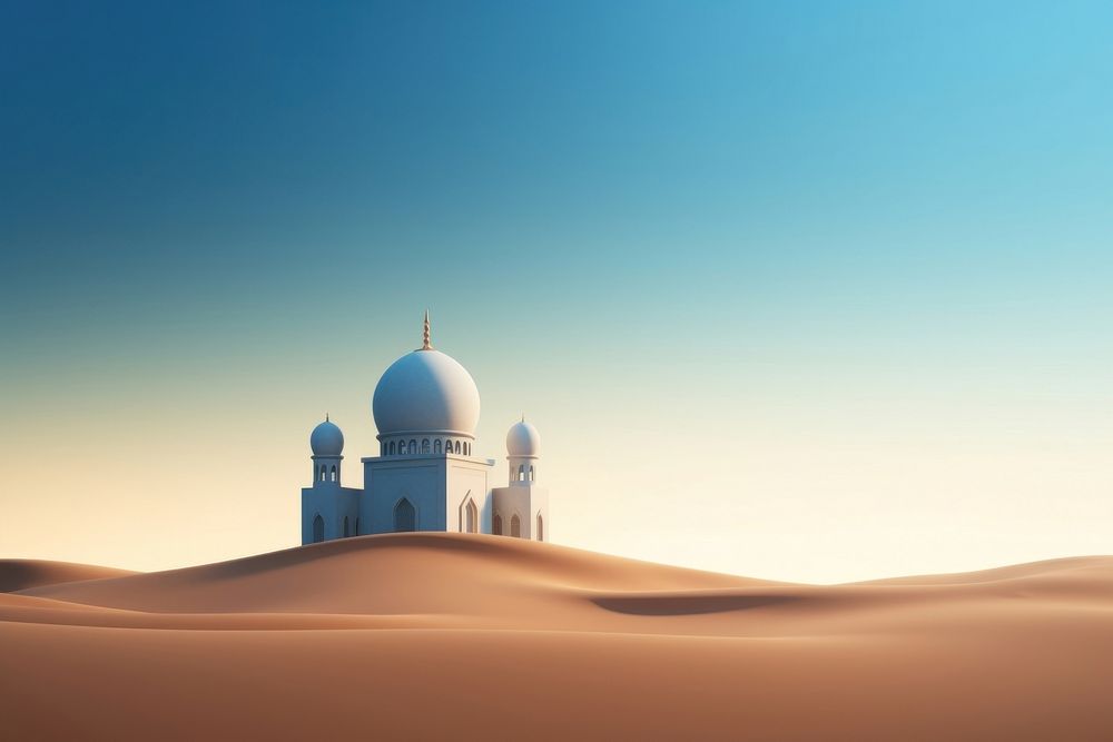 Simple mosque desert border architecture landscape building.