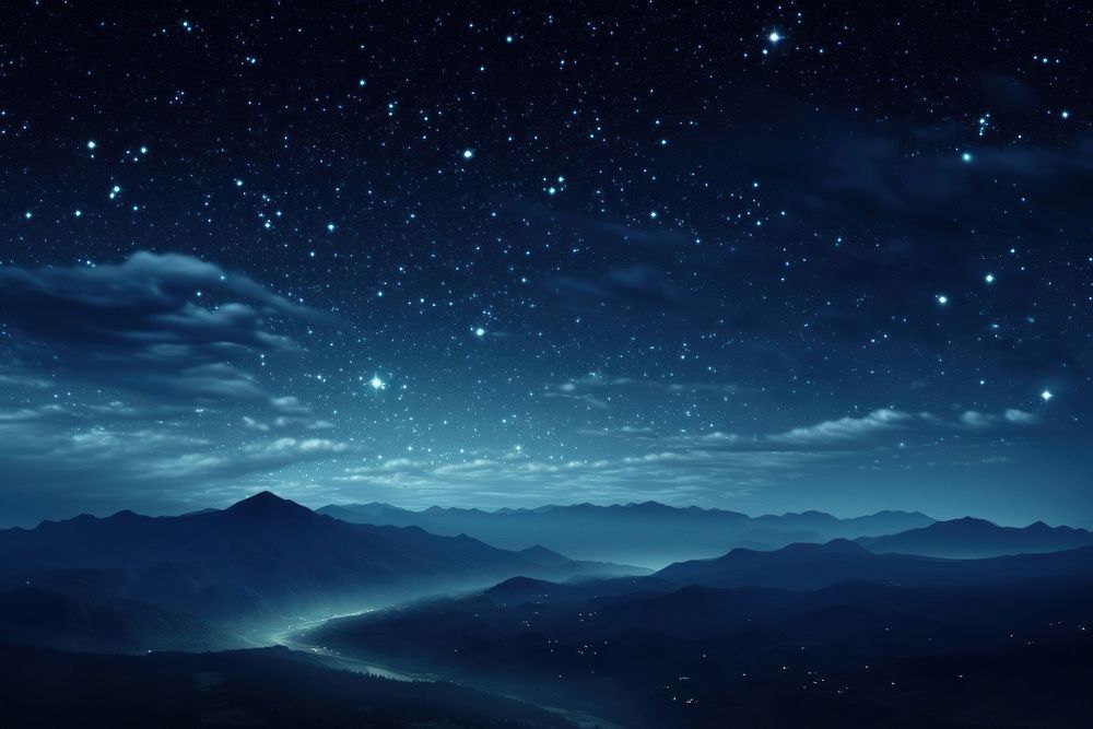 Galaxy night landscape outdoors.