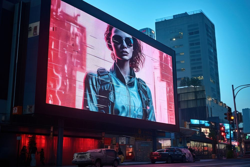 Billboard light advertisement city.