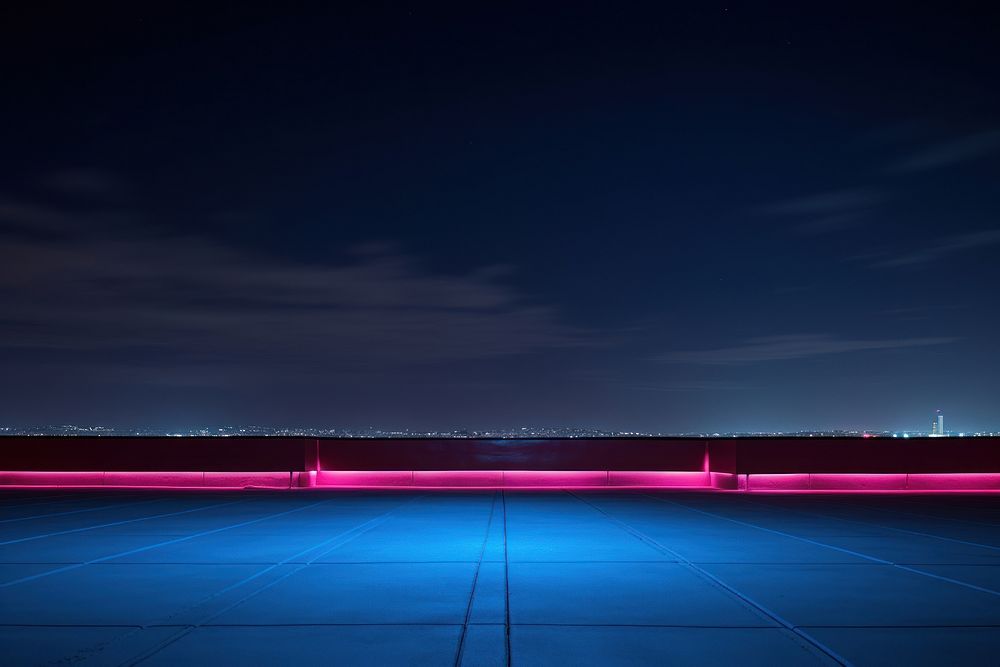Neon rooftop landscape light architecture.