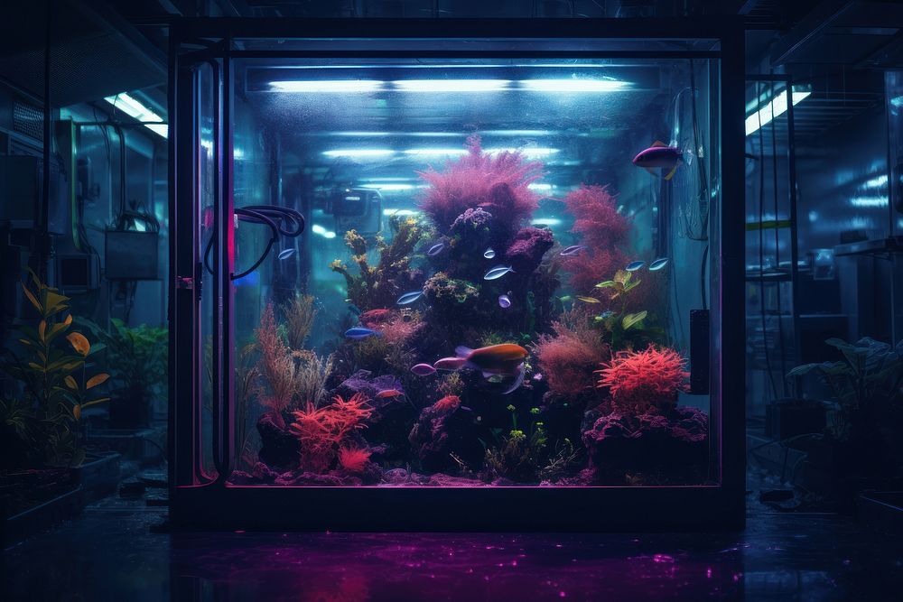 Cyberpunk in aquarium nature light fish.