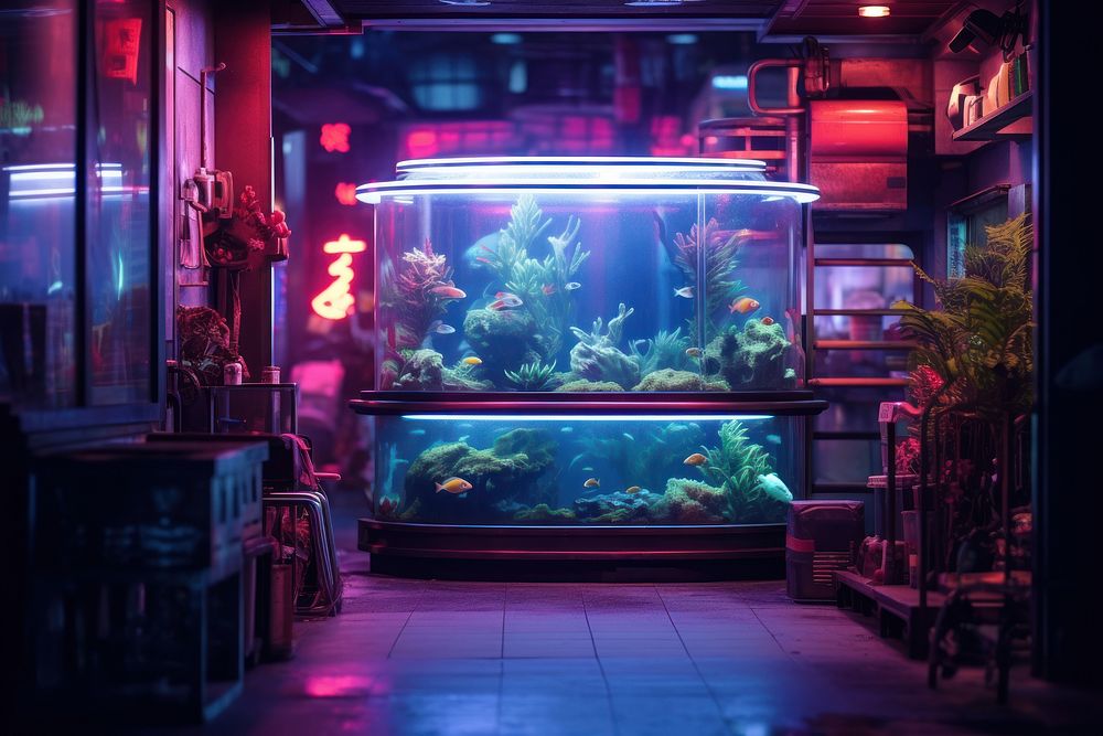 Cyberpunk in aquarium nature light fish.