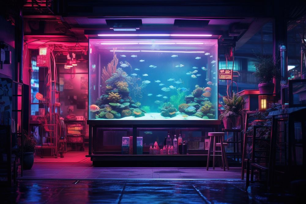 Cyberpunk in aquarium nature fish neon.