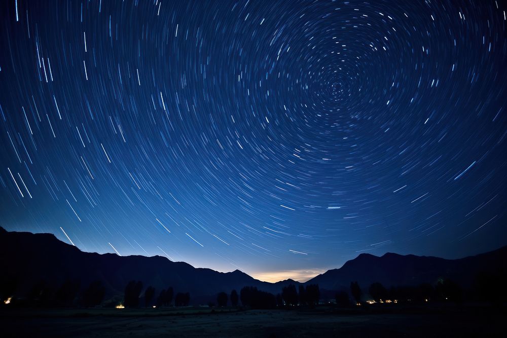 Star background night landscape outdoors.