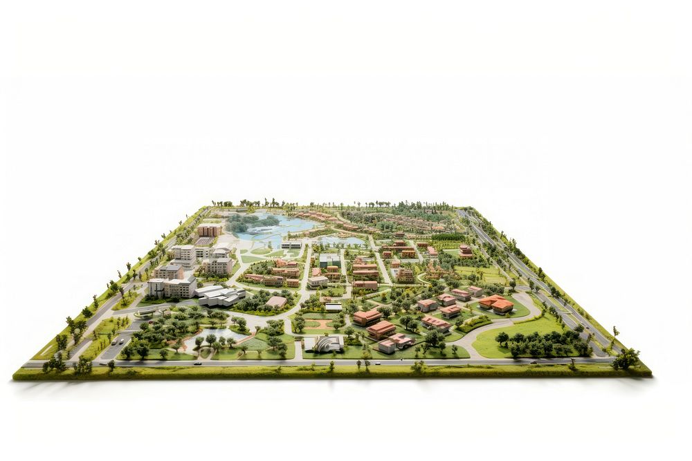 Countryside city plan architecture outdoors white background.