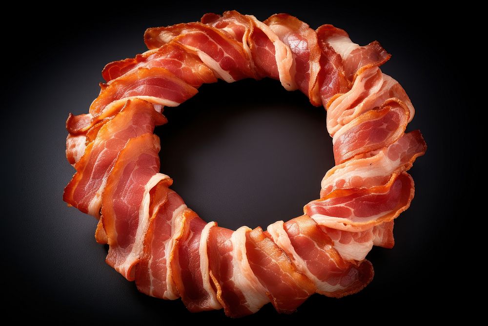 Bacon Wreath bacon meat food.
