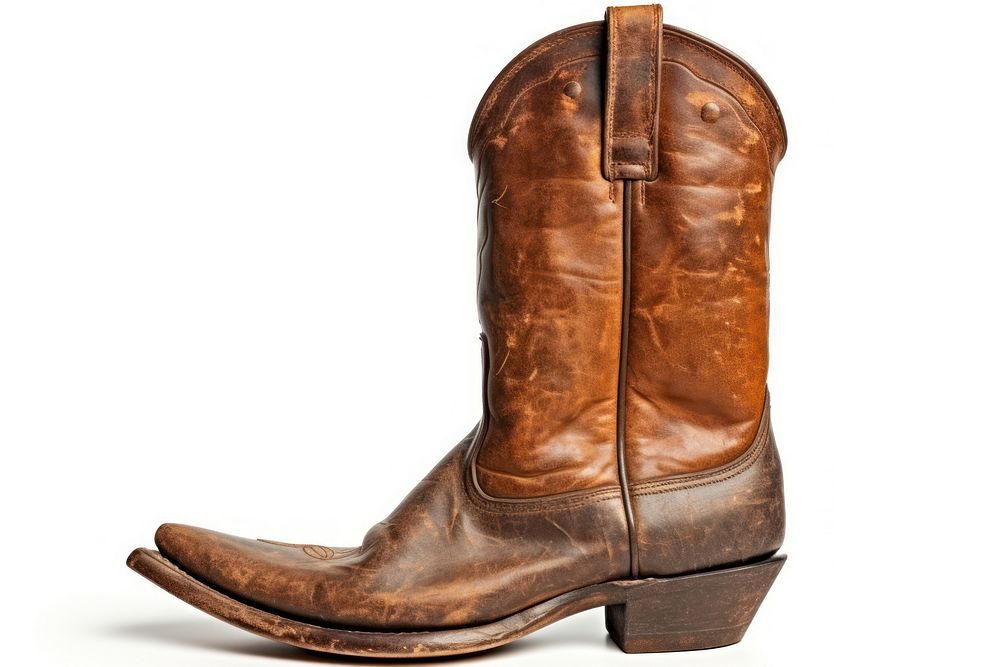 Cowboy boot footwear shoe white background.