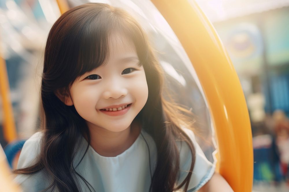 Asian girl relax and smile playground outdoors child.