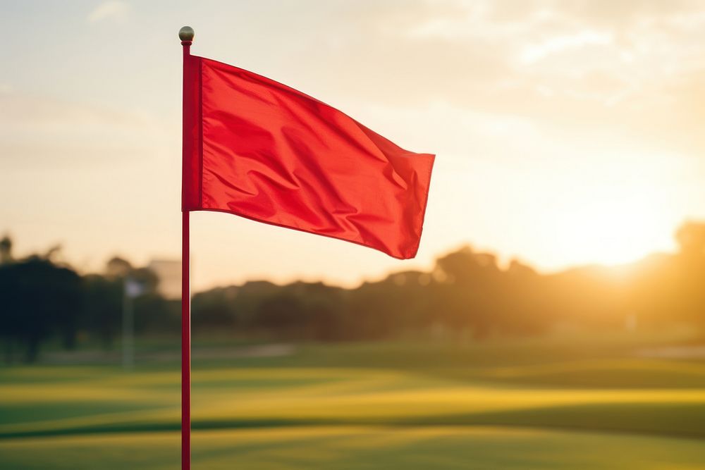 Red flag golf golf course patriotism.