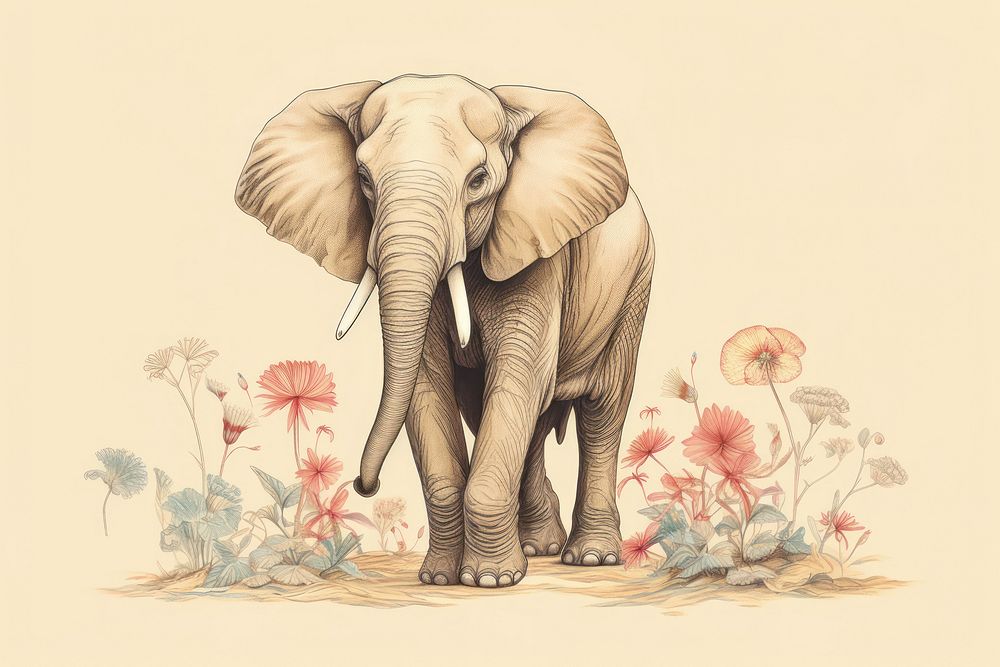 Drawing of Elephant pencil elephant sketch wildlife.