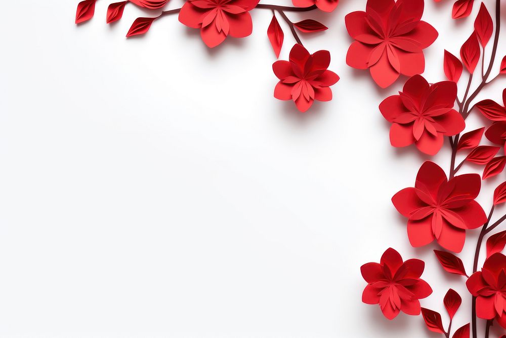 Red flower floral border backgrounds pattern petal.