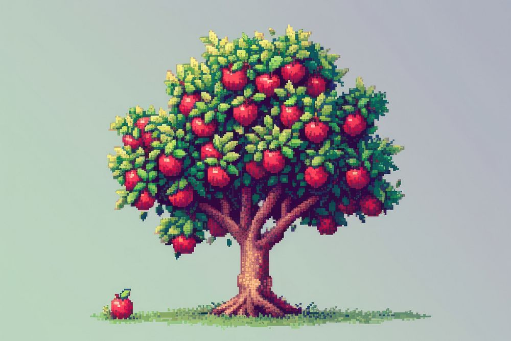 Apple tree cut pixel plant fruit food.