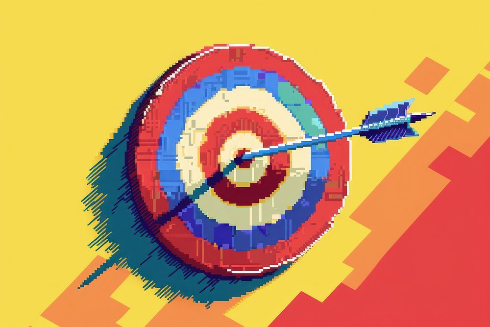 Huge target with arrow cut pixel shape darts creativity.