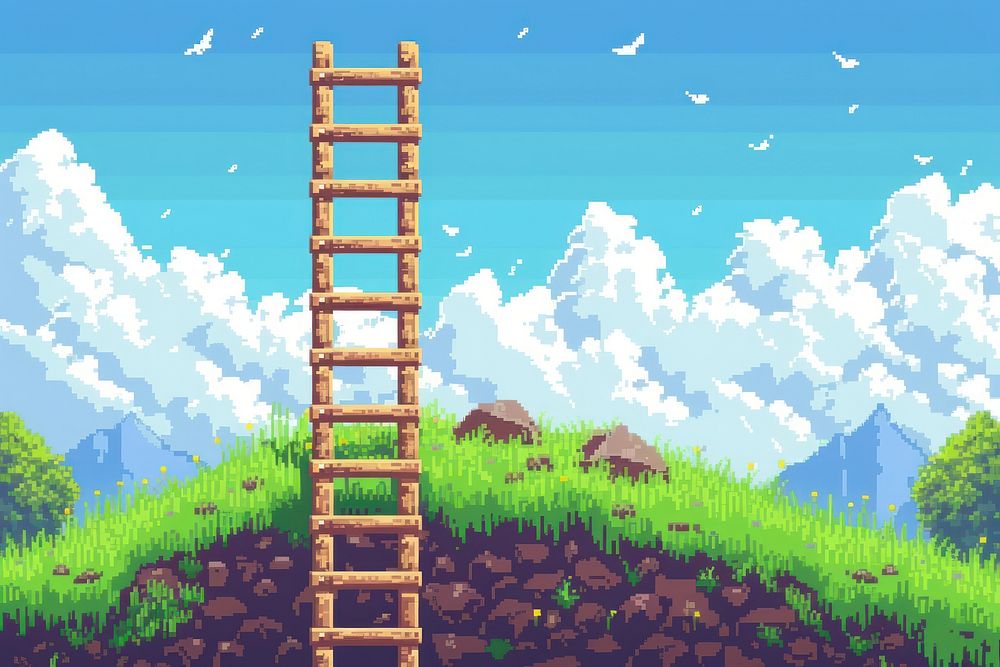 Ladder cut pixel landscape outdoors nature.