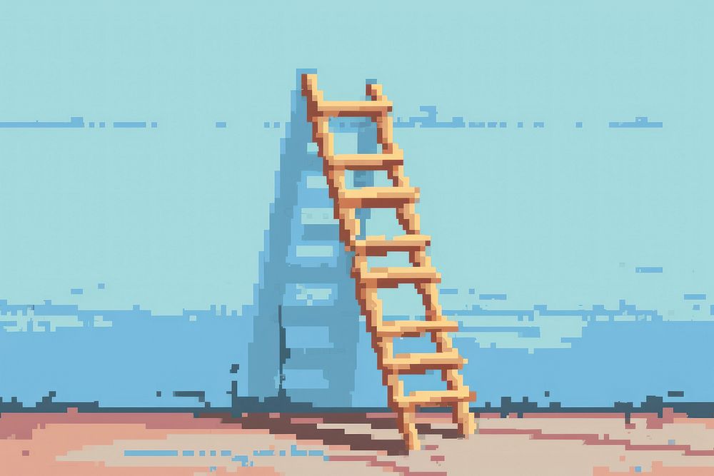 Ladder cut pixel architecture outdoors wood.
