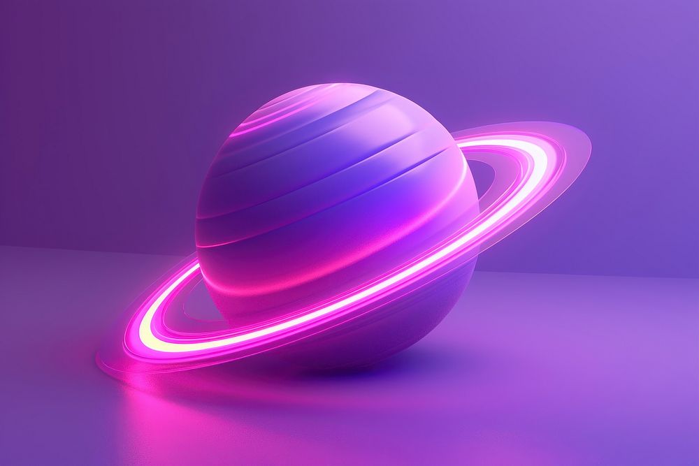 Saturn planet light glowing.