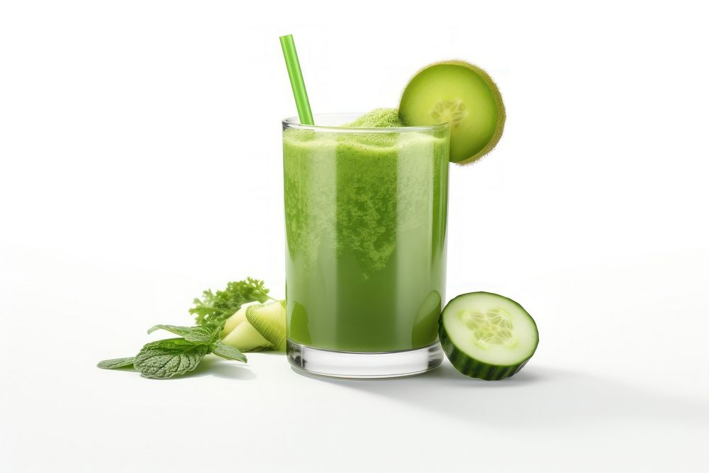 Green juice vegetable smoothie cocktail.
