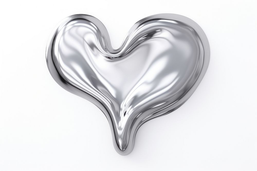 3d render of heart shape metal white background softness.