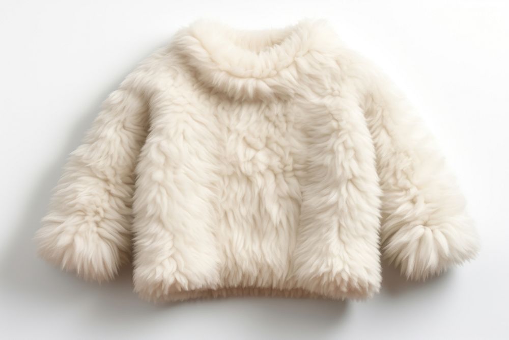 Long sleeve sweater fur white coat.