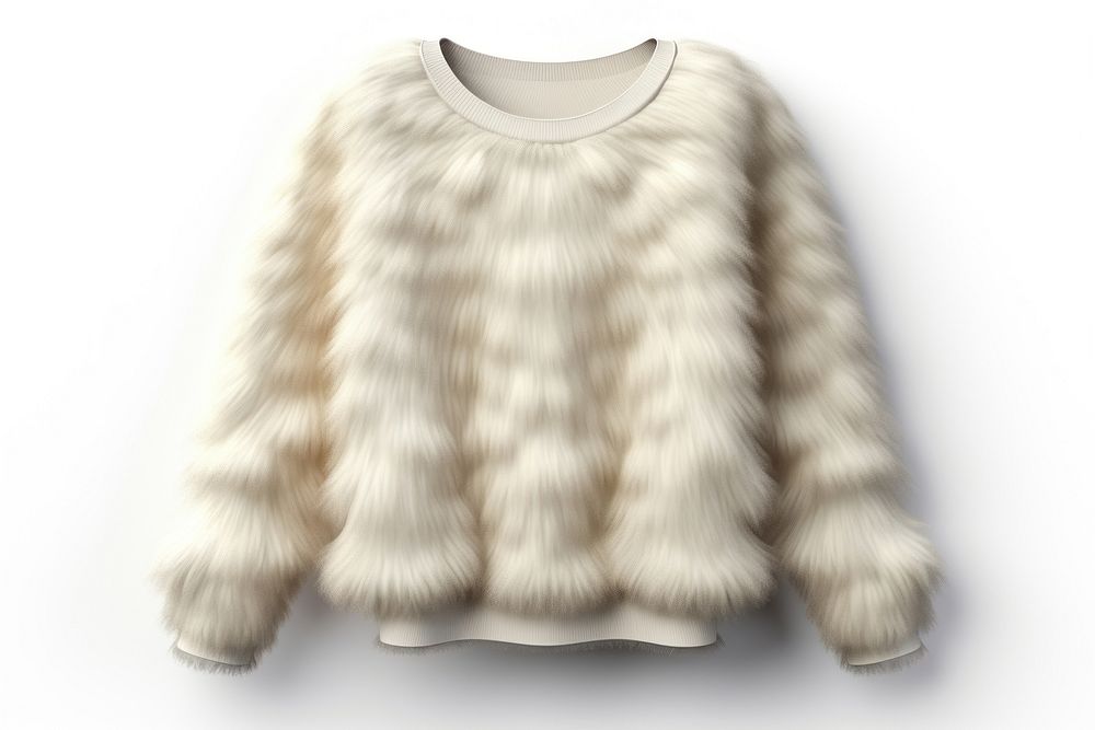 Long sleeve sweater fur white white background.