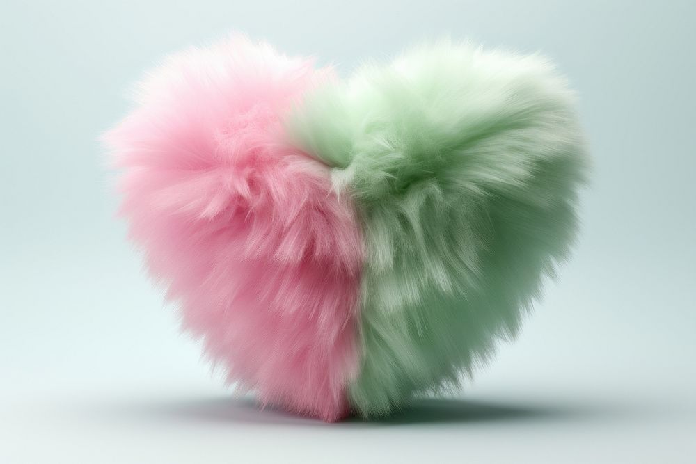 Pastel heart green pink fur.