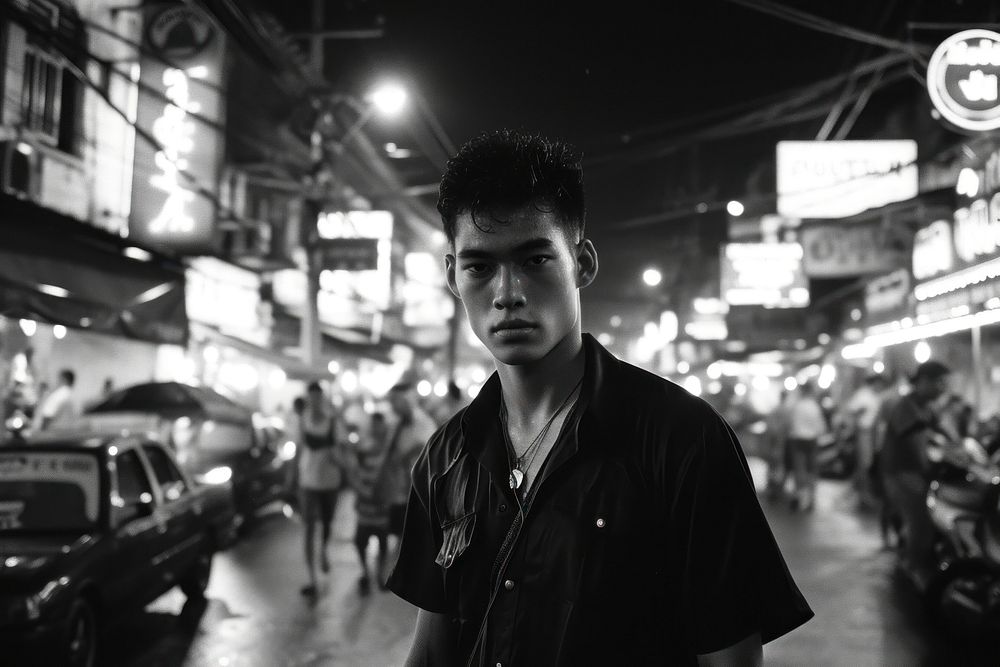 Thai Young male gangster portrait street adult.