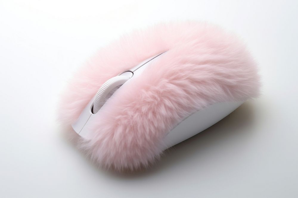 PC mouse white fur electronics.