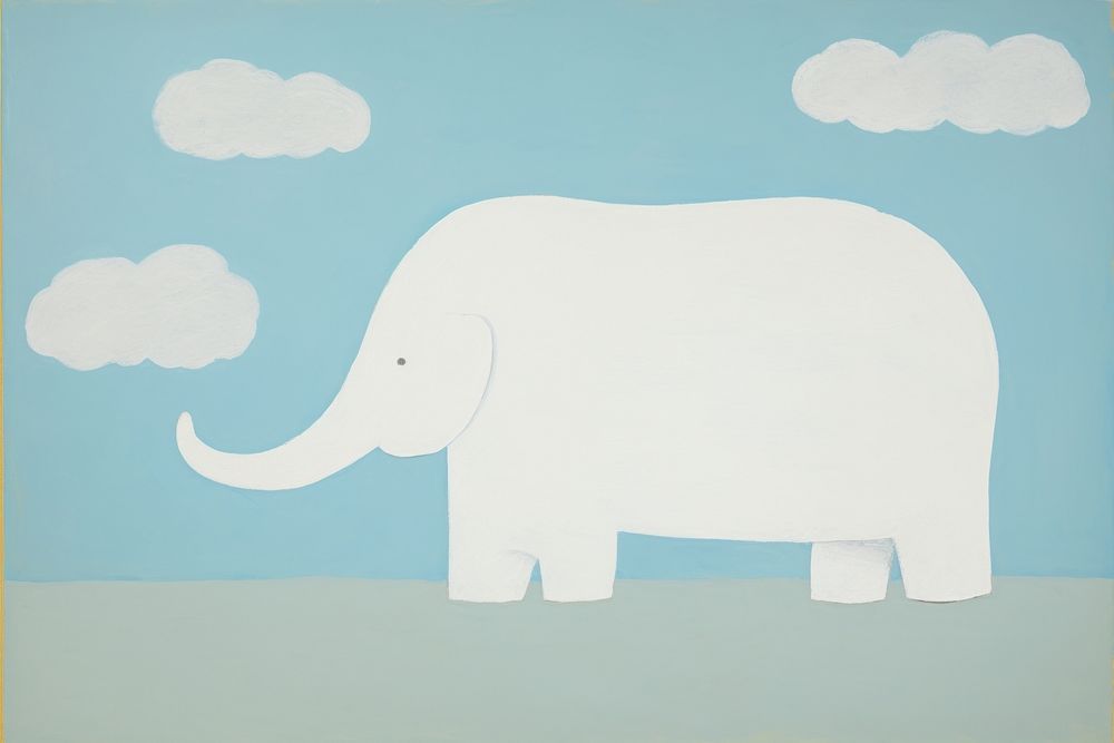 Clound elephant wildlife painting.