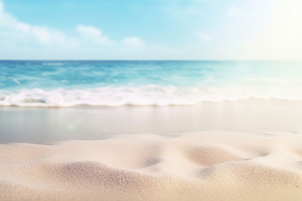 Blurred sunny beach sea backgrounds outdoors.