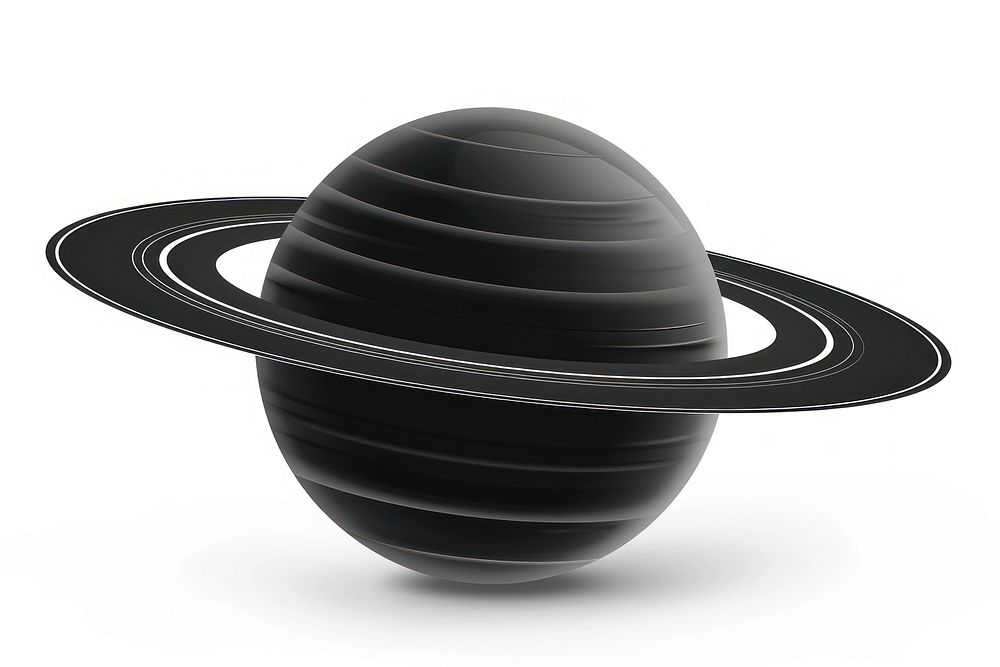Saturn planet black white background.