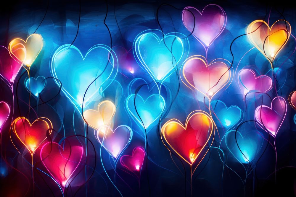 Hearts light illuminated backgrounds.