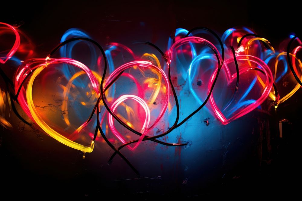 Hearts light neon illuminated.