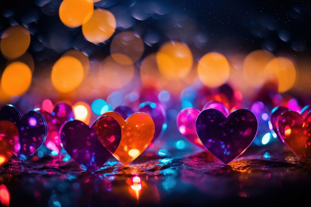 Hearts light illuminated celebration.