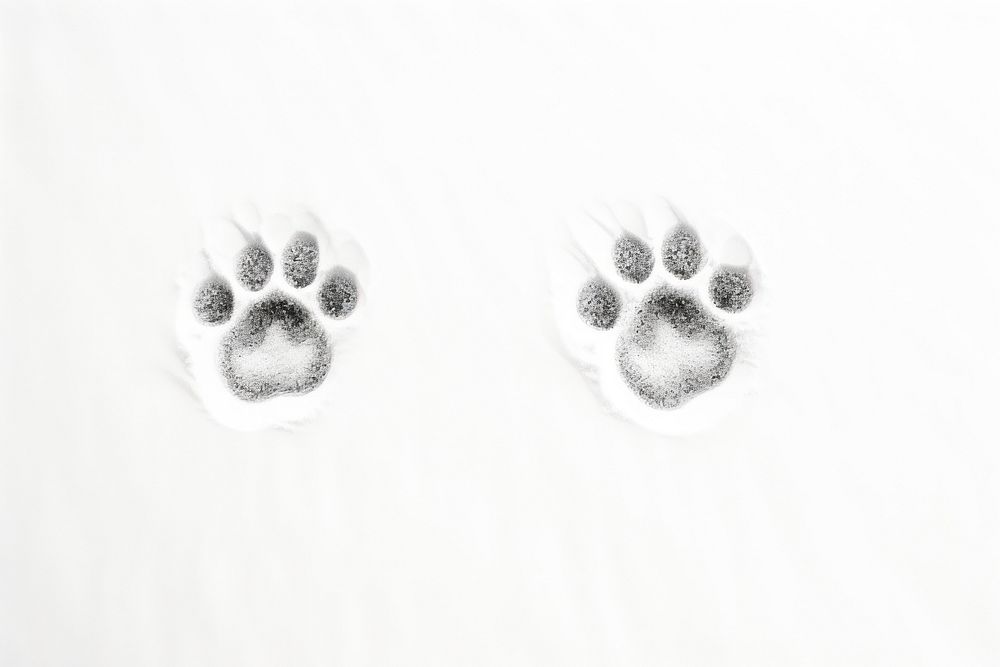 White background monochrome footprint dog.