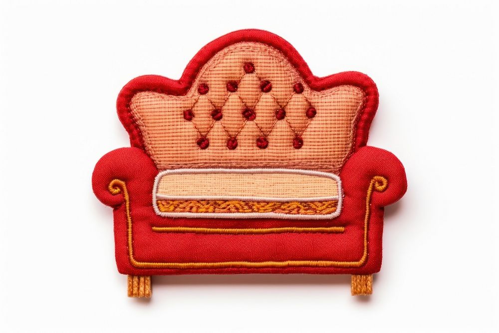 Furniture armchair red white background.