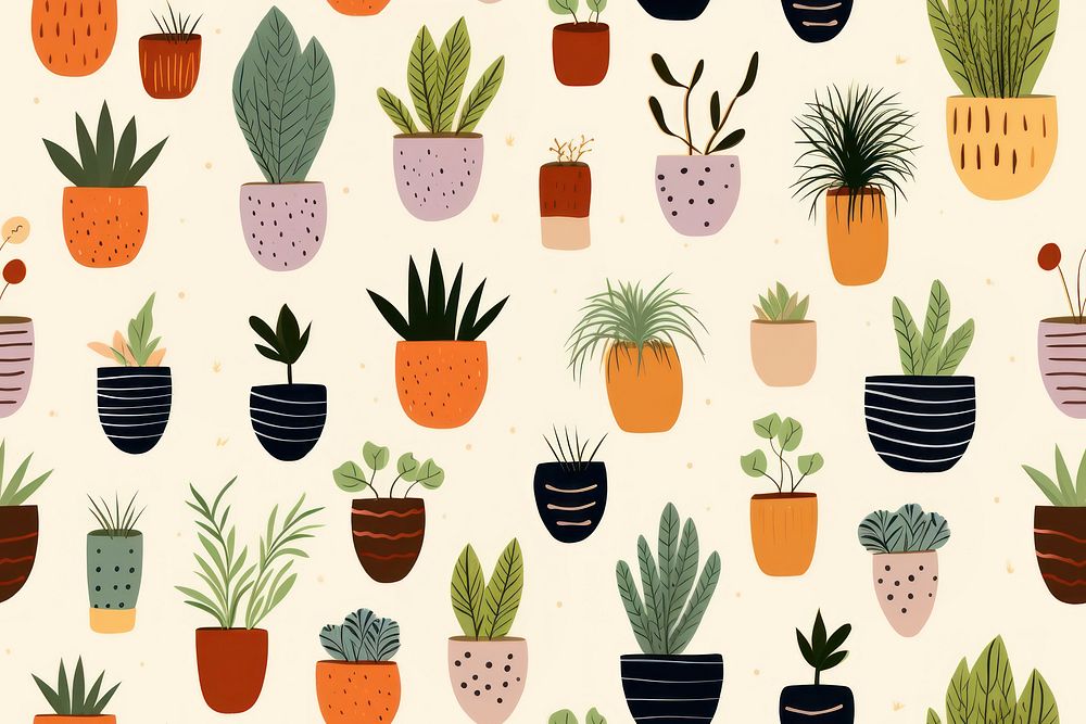 Pot plants pattern arrangement backgrounds.